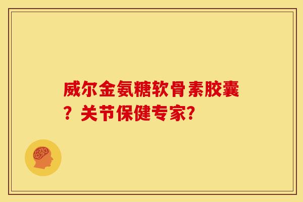 威尔金氨糖软骨素胶囊？关节保健专家？