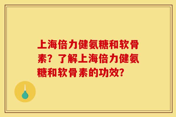 上海倍力健氨糖和软骨素？了解上海倍力健氨糖和软骨素的功效？