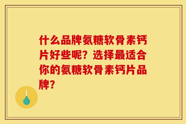 什么品牌氨糖软骨素钙片好些呢？选择适合你的氨糖软骨素钙片品牌？