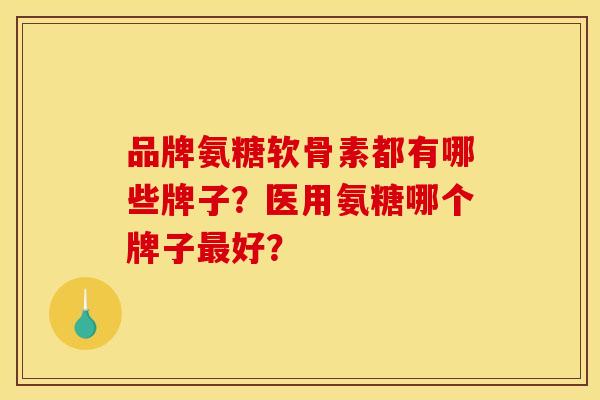 品牌氨糖软骨素都有哪些牌子？医用氨糖哪个牌子好？