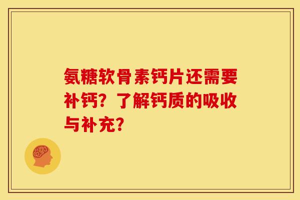 氨糖软骨素钙片还需要补钙？了解钙质的吸收与补充？