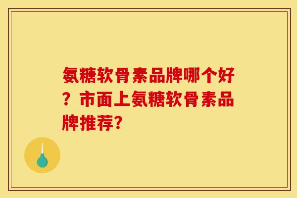 氨糖软骨素品牌哪个好？市面上氨糖软骨素品牌推荐？