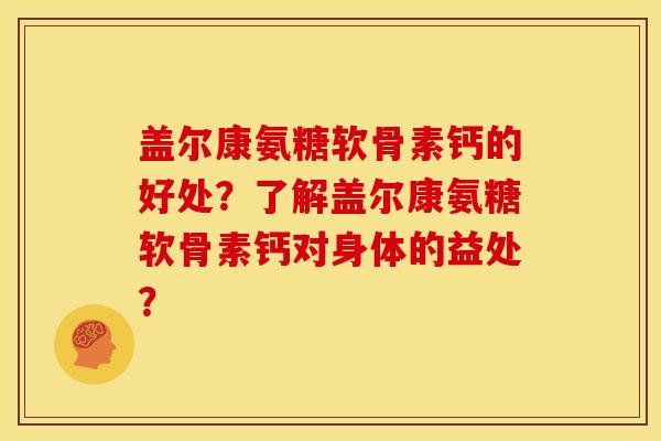 盖尔康氨糖软骨素钙的好处?了解盖尔康氨糖软骨素钙对身体的益处? 盖尔康氨糖软骨素钙的好处?了解盖尔康氨糖软骨素钙对身体的益处?