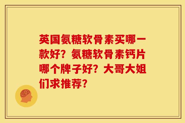 英国氨糖软骨素买哪一款好？氨糖软骨素钙片哪个牌子好？大哥大姐们求推荐？
