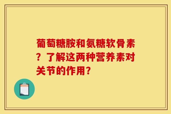 葡萄糖胺和氨糖软骨素？了解这两种营养素对关节的作用？