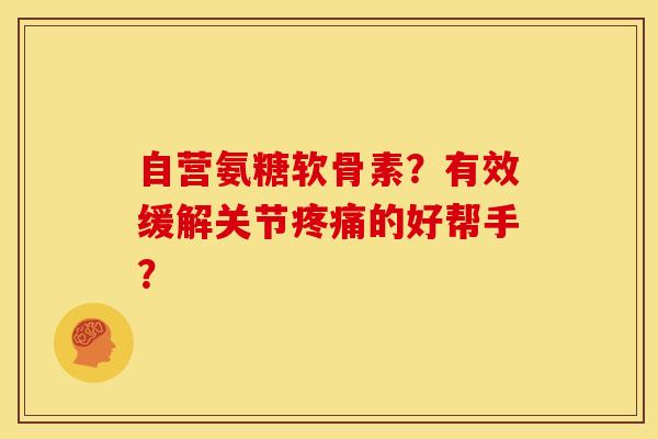 自营氨糖软骨素？有效缓解关节的好帮手？