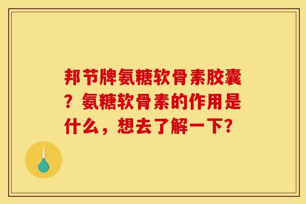 邦节牌氨糖软骨素胶囊?氨糖软骨素的作用是什么,想去了解一下? 邦节牌氨糖软骨素胶囊?氨糖软骨素的作用是什么,想去了解一下?