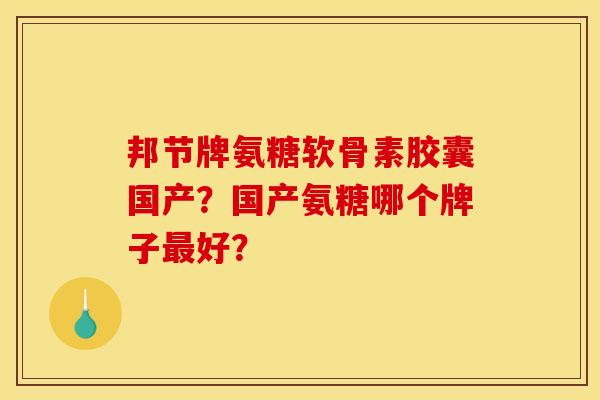 邦节牌氨糖软骨素胶囊国产?国产氨糖哪个牌子好? 邦节牌氨糖软骨素胶囊国产?国产氨糖哪个牌子好?
