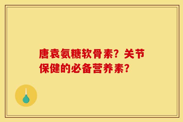 唐袁氨糖软骨素？关节保健的必备营养素？