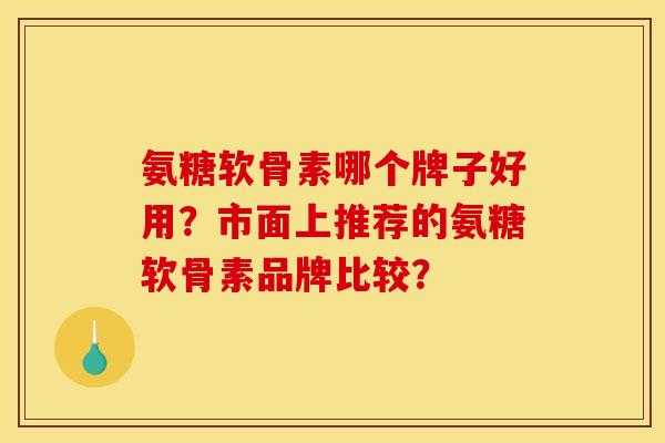 氨糖软骨素哪个牌子好用?市面上推荐的氨糖软骨素品牌比较? 氨糖软骨素哪个牌子好用?市面上推荐的氨糖软骨素品牌比较?