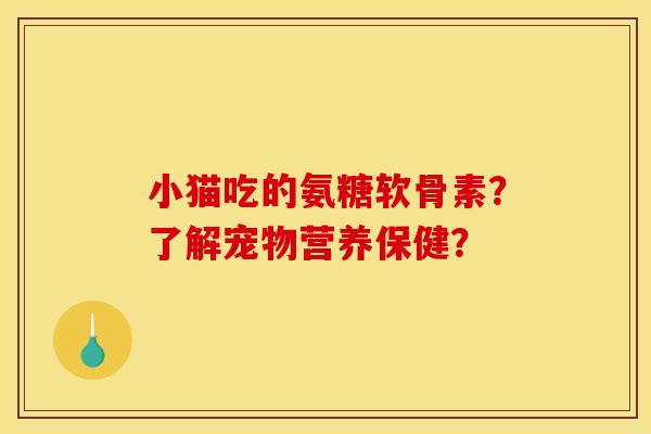 小猫吃的氨糖软骨素?了解宠物营养保健? 小猫吃的氨糖软骨素?了解宠物营养保健?