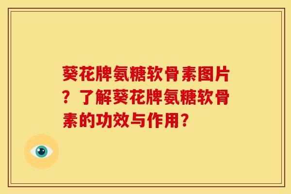 葵花牌氨糖软骨素图片？了解葵花牌氨糖软骨素的功效与作用？