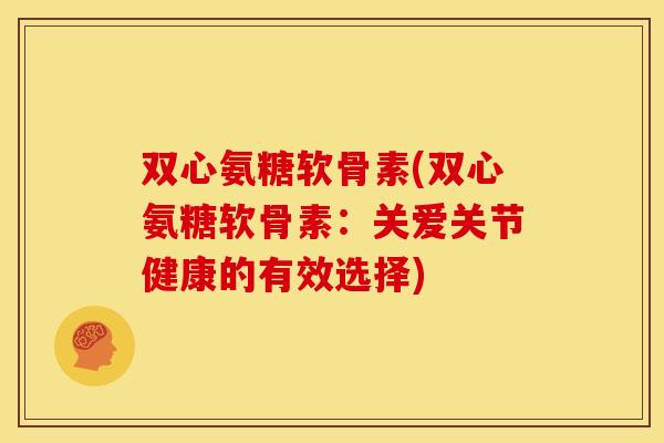 双心氨糖软骨素(双心氨糖软骨素：关爱关节健康的有效选择)