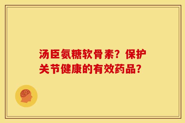 汤臣氨糖软骨素？保护关节健康的有效药品？