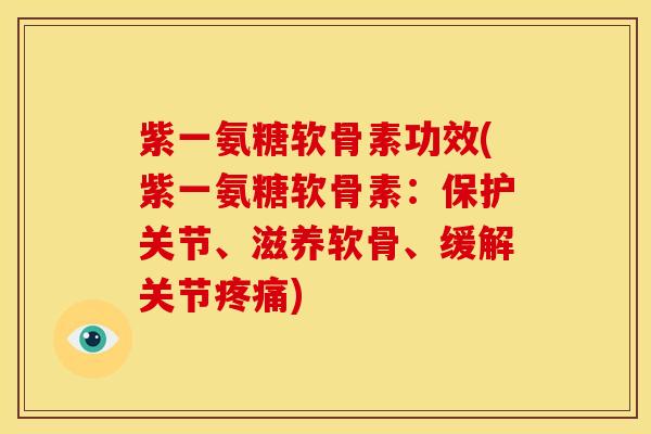 紫一氨糖软骨素功效(紫一氨糖软骨素：保护关节、滋养软骨、缓解关节)