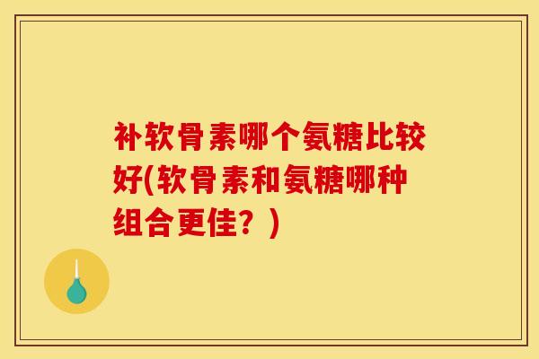 补软骨素哪个氨糖比较好(软骨素和氨糖哪种组合更佳？)