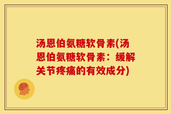 汤恩伯氨糖软骨素(汤恩伯氨糖软骨素:缓解关节的有效成分) 汤恩伯氨糖软骨素(汤恩伯氨糖软骨素:缓解关节的有效成分)