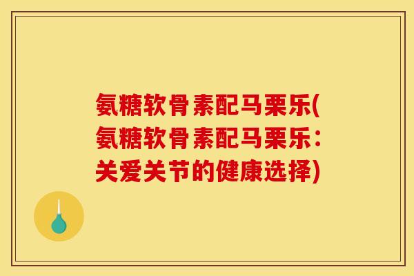 氨糖软骨素配马栗乐(氨糖软骨素配马栗乐：关爱关节的健康选择)