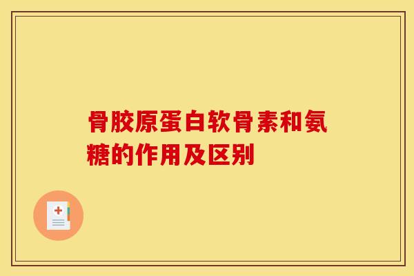 骨胶原蛋白软骨素和氨糖的作用及区别