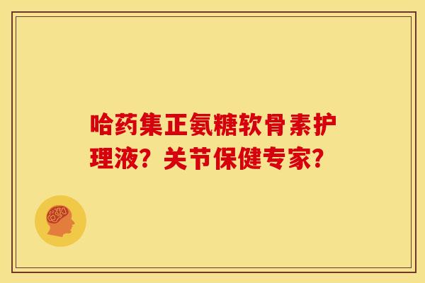 哈药集正氨糖软骨素护理液?关节保健专家? 哈药集正氨糖软骨素护理液?关节保健专家?