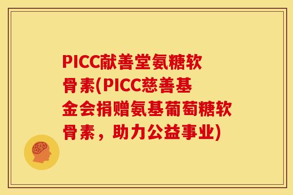 PICC献善堂氨糖软骨素(PICC慈善基金会捐赠氨基葡萄糖软骨素,助力公益事业) PICC献善堂氨糖软骨素(PICC慈善基金会捐赠氨基葡萄糖软骨素,助力公益事业)