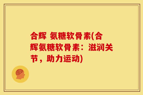 合辉 氨糖软骨素(合辉氨糖软骨素:滋润关节,助力运动) 合辉 氨糖软骨素(合辉氨糖软骨素:滋润关节,助力运动)