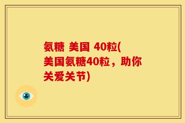 氨糖 美国 40粒(美国氨糖40粒，助你关爱关节)