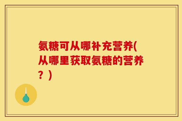 氨糖可从哪补充营养(从哪里获取氨糖的营养?) 氨糖可从哪补充营养(从哪里获取氨糖的营养?)
