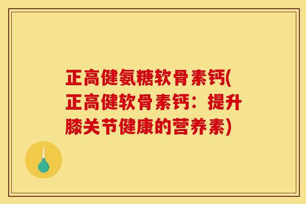 正高健氨糖软骨素钙(正高健软骨素钙:提升膝关节健康的营养素) 正高健氨糖软骨素钙(正高健软骨素钙:提升膝关节健康的营养素)