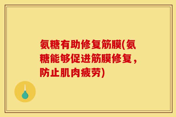 氨糖有助修复筋膜(氨糖能够促进筋膜修复,防止肌肉疲劳) 氨糖有助修复筋膜(氨糖能够促进筋膜修复,防止肌肉疲劳)