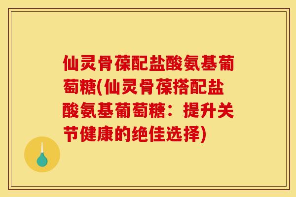 仙灵骨葆配盐酸氨基葡萄糖(仙灵骨葆搭配盐酸氨基葡萄糖:提升关节健康的绝佳选择) 仙灵骨葆配盐酸氨基葡萄糖(仙灵骨葆搭配盐酸氨基葡萄糖:提升关节健康的绝佳选择)