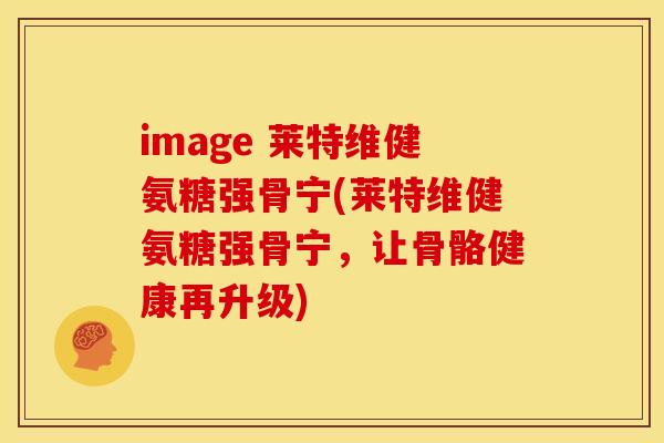 image 莱特维健氨糖强骨宁(莱特维健氨糖强骨宁，让骨骼健康再升级)
