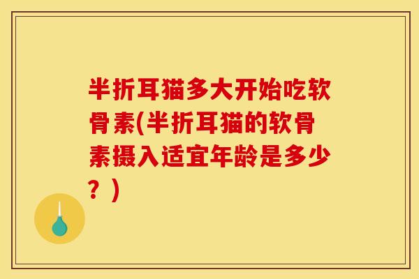 半折耳猫多大开始吃软骨素(半折耳猫的软骨素摄入适宜年龄是多少?) 半折耳猫多大开始吃软骨素(半折耳猫的软骨素摄入适宜年龄是多少?)