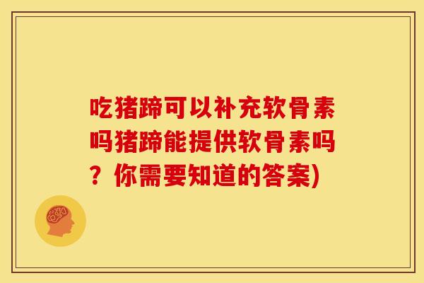 吃猪蹄可以补充软骨素吗猪蹄能提供软骨素吗？你需要知道的答案)