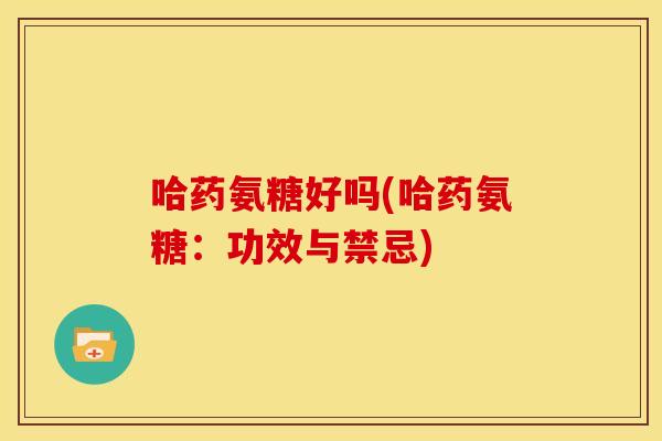 哈药氨糖好吗(哈药氨糖：功效与禁忌)