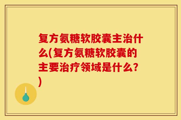 复方氨糖软胶囊主什么(复方氨糖软胶囊的主要领域是什么？)