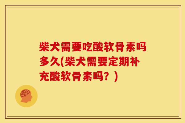 柴犬需要吃酸软骨素吗多久(柴犬需要定期补充酸软骨素吗?) 柴犬需要吃酸软骨素吗多久(柴犬需要定期补充酸软骨素吗?)