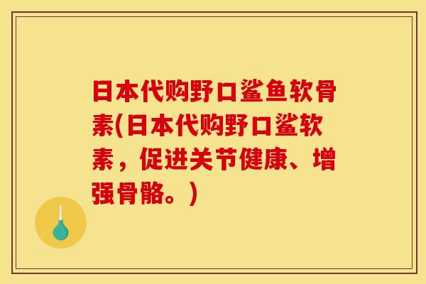 日本代购野口鲨鱼软骨素(日本代购野口鲨软素,促进关节健康、增强骨骼。) 日本代购野口鲨鱼软骨素(日本代购野口鲨软素,促进关节健康、增强骨骼。)