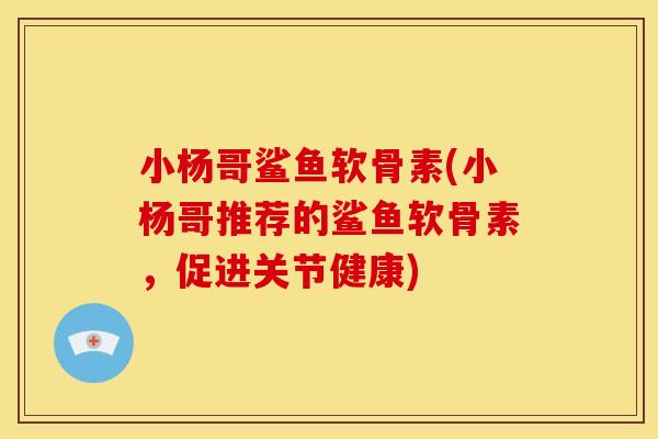 小杨哥鲨鱼软骨素(小杨哥推荐的鲨鱼软骨素,促进关节健康) 小杨哥鲨鱼软骨素(小杨哥推荐的鲨鱼软骨素,促进关节健康)