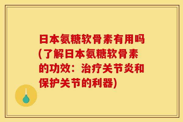 日本氨糖软骨素有用吗(了解日本氨糖软骨素的功效：和保护关节的利器)