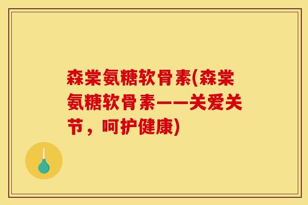 森棠氨糖软骨素(森棠氨糖软骨素——关爱关节,呵护健康) 森棠氨糖软骨素(森棠氨糖软骨素——关爱关节,呵护健康)
