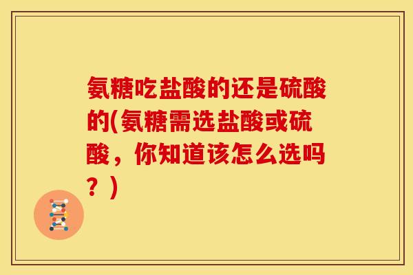 氨糖吃盐酸的还是硫酸的(氨糖需选盐酸或硫酸,你知道该怎么选吗?) 氨糖吃盐酸的还是硫酸的(氨糖需选盐酸或硫酸,你知道该怎么选吗?)