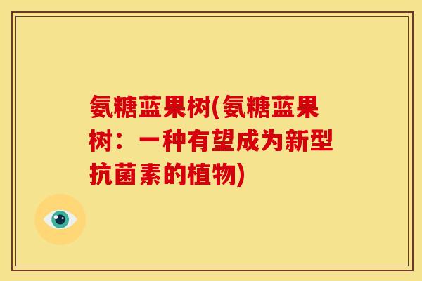 氨糖蓝果树(氨糖蓝果树:一种有望成为新型素的植物) 氨糖蓝果树(氨糖蓝果树:一种有望成为新型素的植物)