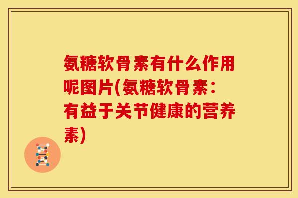 氨糖软骨素有什么作用呢图片(氨糖软骨素:有益于关节健康的营养素) 氨糖软骨素有什么作用呢图片(氨糖软骨素:有益于关节健康的营养素)