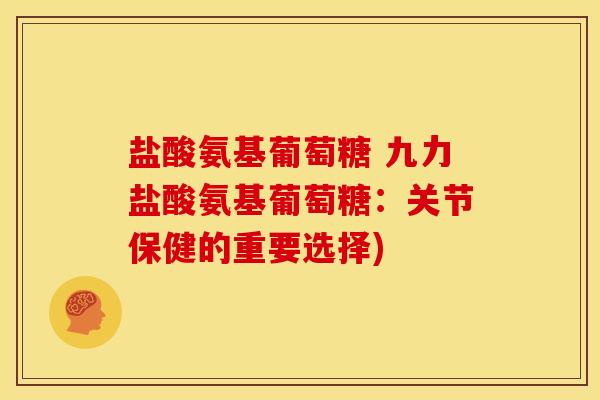盐酸氨基葡萄糖 九力盐酸氨基葡萄糖:关节保健的重要选择) 盐酸氨基葡萄糖 九力盐酸氨基葡萄糖:关节保健的重要选择)