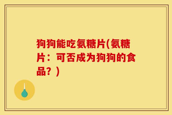 狗狗能吃氨糖片(氨糖片：可否成为狗狗的食品？)
