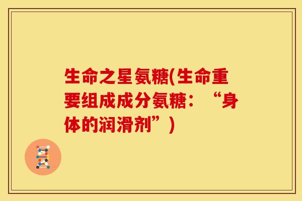 生命之星氨糖(生命重要组成成分氨糖：“身体的润滑剂”)
