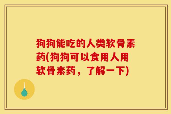 狗狗能吃的人类软骨素药(狗狗可以食用人用软骨素药，了解一下)