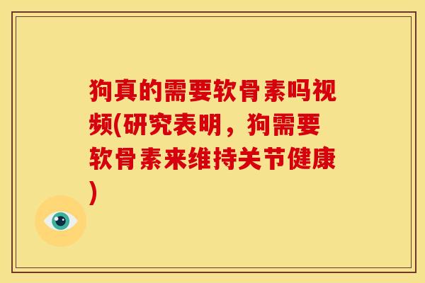 狗真的需要软骨素吗视频(研究表明，狗需要软骨素来维持关节健康)