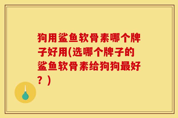 狗用鲨鱼软骨素哪个牌子好用(选哪个牌子的鲨鱼软骨素给狗狗好?) 狗用鲨鱼软骨素哪个牌子好用(选哪个牌子的鲨鱼软骨素给狗狗好?)